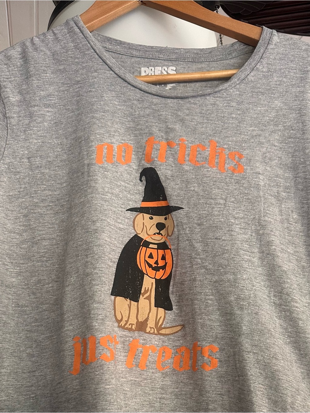 Grey 'No Tricks Just Treats' Halloween Graphic Tee - Dress Brand